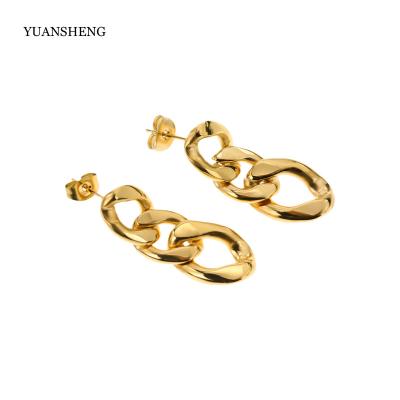 China New Punk Professional Factory Stainless Steel Thick Chain Link Circle Cuban Earrings for sale