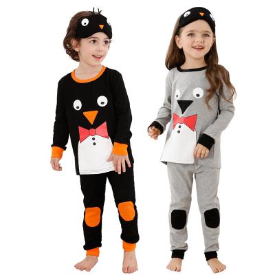 China Super Soft Breathable Cotton Penguin Water Print Kids Breathable Pajamas for sale