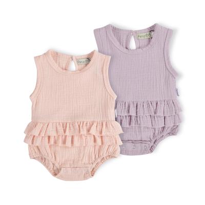 China Factory Wholesale Sleeveless Baby Clothes Neutral Muslin Baby Clothing Jumpsuits 100% Cotton Rompers for sale