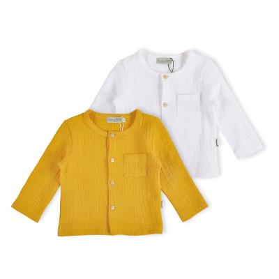 China Wholesale Regular Long Sleeve Kids Clothing Top Muslin Toddler Baby Clothes Muslin Cotton Top With Buttons for sale