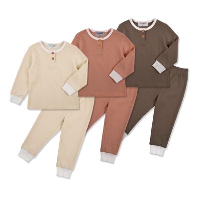 China PETELLULU Organic Cotton QUICK DRY KIDS Ribbed Loungewear Long Sleeve Baby Ribbed Pajamas Organic Kids Ribbed Pajamas Infant Pajamas for sale