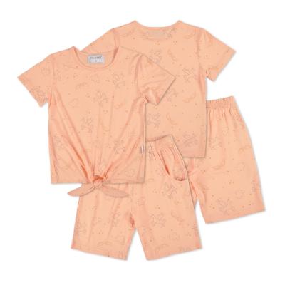 China New Arrival Spring Summer Bamboo Fiber QUICK DRY Knit Top Short Sleeve Set Girls Two Piece Set for sale