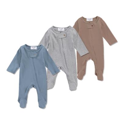 China 100% Organic Cotton Design Premium Customized Baby Footie Romper Newborn Baby Long Sleeve Cotton Baby Pajamas Clothes for sale