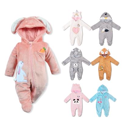 China Petelulu Fleece Overalls Baby Rompers Coral Fleece Baby Clothes Cardboard Winter Cute Warm Animal Style Baby Rompers for sale