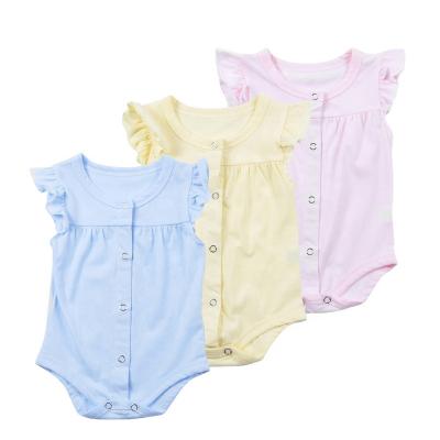 China Cute Organic Ruffle Sleeve Summer Cotton Onesie Baby Clothes Ruffle Sleeve Romper for sale