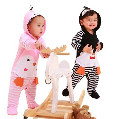 China Long Sleeve Baby Romper Toddler Overalls Penguin Pajamas Winter Cotton Baby Romper Kids Boutique Outfits for sale