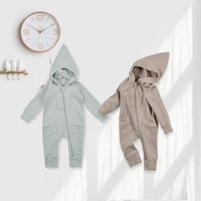 China Longsleeve Hot Sale Hooded Zipper Romper Infant Baby Clothes Romper for sale