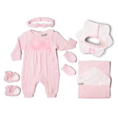 China Petelulu Lovely Design 6pcs/lot Pink 100% Cotton Long Sleeve Organic Antibacterial Bodysuits Romper Newborn Baby Clothes for sale