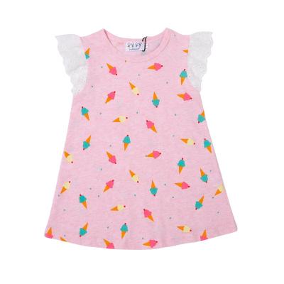 China Summer1-3 Years Breathable Girls Dress Princess Printing Baby Milk Silk Short Sleeve for sale