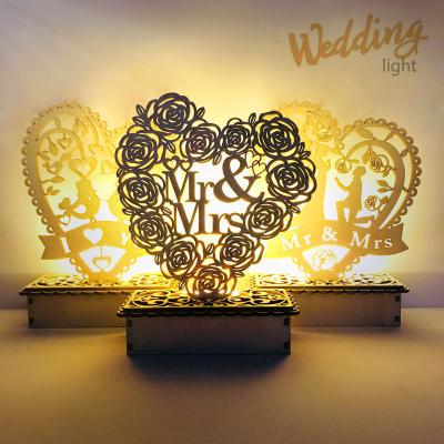 China Custom DIY MR&MRS Wooden Led Lights valentines day party decoration for home decoration wedding desk ornaments for sale