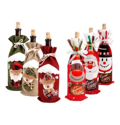 China Modern Wholesale Merry Christmas Decor Christmas Wine Bottle Covers Bags For Christmas Home Stocking for sale