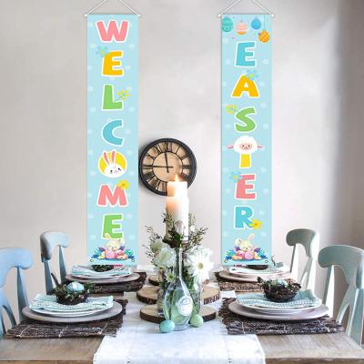 China Hot Fashional Easter Day Party Decorative Garden Flag Banner Rabbit Door Curtain for sale