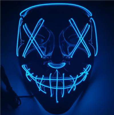 China Hot Selling Festival Decoration Glow in the Dark Halloween Ghost Face Led Mask Face Light Up Halloween Cosplay Party Neon Mask for sale