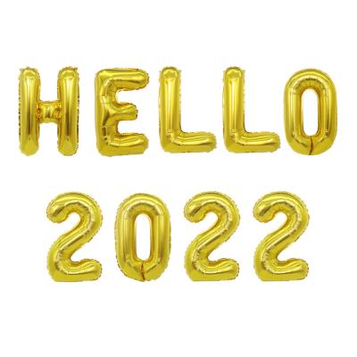 China Fashional Hot Selling High Quality Number Hello 2022 Happy New Years Aluminum Foil Balloons Party Decorations for sale