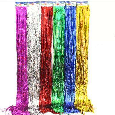 China Romantic Faux Tassel Drapes Window Curtain Wall Background Decoration Birthday Party Festival Decoration Silk Curtains for sale