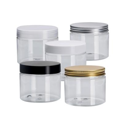 China Wholesale cosmetic packaging 350ml 12 oz plastic jars with metal lids in stock for sale