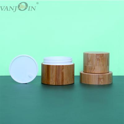 China 50g 100g Cosmetic Bamboo Salt Box With Round Screw Lid Spice Container For Seasonings And Cream for sale