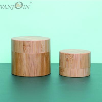 China 100g 160g 210g cosmetic empty plastic bamboo cream jar wood cosmetic packaging,bamboo cream jar for sale