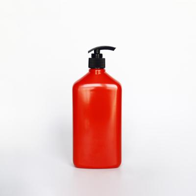 China BEAUTY PACKAGING 350ml Cosmetic Containers Refillable Bottles Red Empty Plastic Lotion Bottles With Pump for sale