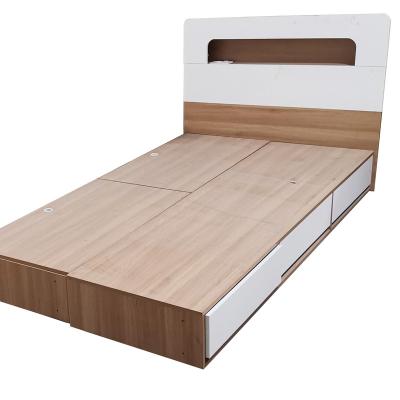 China modern mdf partical melamine board storage bed korean bed korean bed storage bed single bed wooden bed full with usb for sale