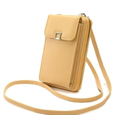 China Mini Cell Phone Pouch Shoulder Cross Body Bag Leather Wallet Function Light Weight Phone Purse Small Bag with 2 Straps for Women for sale