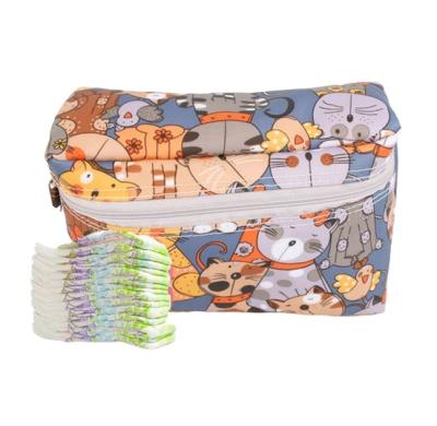 China Baby Diaper Double Zipper Diaper Baby Hanging Wet Bag Multifunction Waterproof Washable Cartoon Print Reusable Cloth Diaper Big Storage Purpose for sale