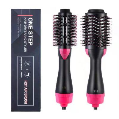 China Adults Multifunctional Hot Brush One Step Hair Dryer Styler Styling Comb Curving Flat Iron Brush Dry Rotating Hot Airbrush for sale