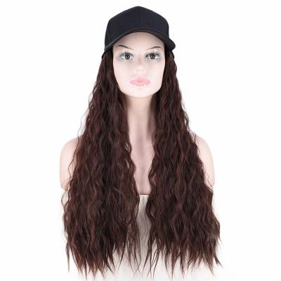 China Synthetic Curly Long Curly Hair Extensions Hat Corn Wave Curly Wavy Baseball Cap With Hair Tied Adjustable Cap With Fake Hair for sale