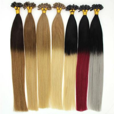 China Italian Cuticle Aligned Hair Ombre Keratin Pulled Good Quality Silky Straight Double Wave Pre Bonded U Tip Hair Extension for sale