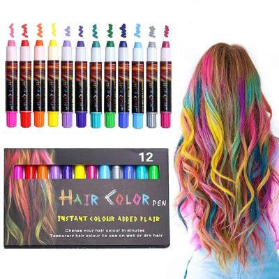 China 12 Color Vivid Temporary Hair Chalk Stick Set Non-Toxic Glir Kids Washable Hair Color Dye Face Hair Color Pen 12 Colors Hair Chalk Pen for sale