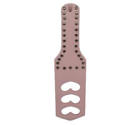 China New Pink Adult Hard Leather Bondage Pleasure Paddle SM Game or Adult Paddle Spanking Cross Dressing Game Love Footprint for sale