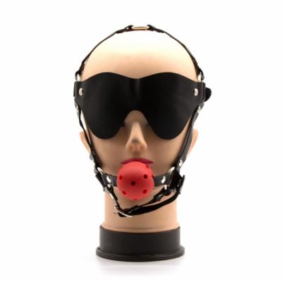 China Sensory Bondage Hood Ball Gag Blindfold Adult High Pleasure Deprivation Bondage For Cosplay Adult Game for sale