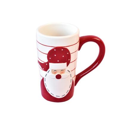 China Viable Cute Stripe Santa Ceramics Coffee Mug Large Capacity Christmas Mugs Creative Drinkware Coffee Tea Cups Novelty Gifts Milk Mug for sale