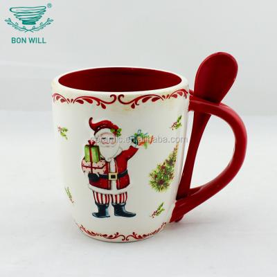 China Best Viable Selling Multicolor Christmas Sublimation Ceramic Coffee Mug With Spoon for sale