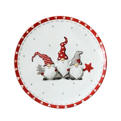 China Viable Bonwill Three Nordic Santa Christmas Ceramic Round Dishes and Dishes for sale