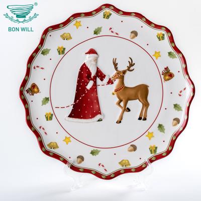 China Sustainable Custom Hand Painted Bone China Good Quality Logo Dinner Souvenir Porcelain Decorative Dish for sale