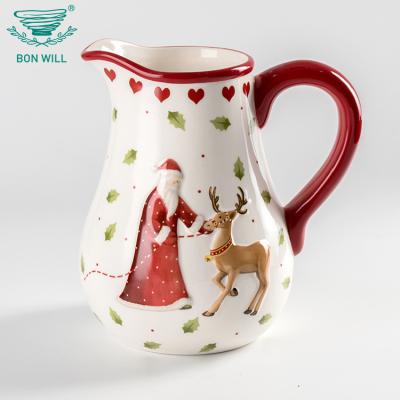 China Promotional Cheap Viable Design Hand Painted Porcelain Christmas Ceramic Restaurant Milk Jug for sale