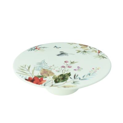 China Sustainable Luxury Dinner Party Garden Set Ceramic Cake Stand Decorated With A Bird-and-Flower Design for sale