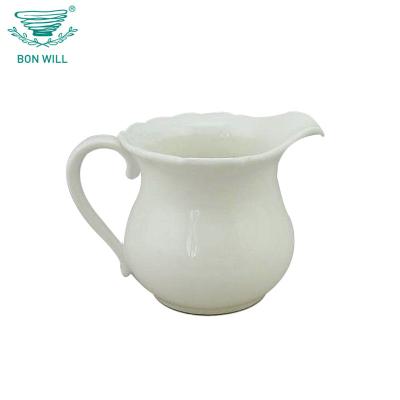 China Sustainable White Ceramic Flower Pot Coffee Tea Milk Fat Pot for sale