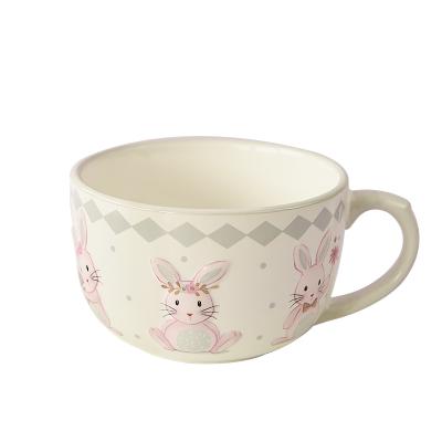 China Viable Bunny with Gold Dot Homemade Ceramic Coffee Bow and Soup Mugs for sale