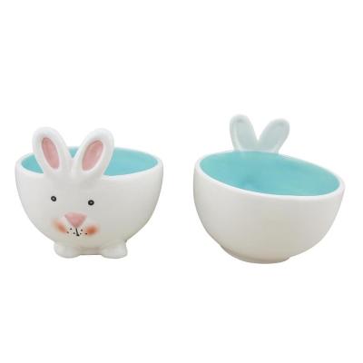 China Europe Iregular Bowl Shape Ceramic Easter With Ceramic Rabbit 3D Design And Glaze Decoration And Holiday Gift 1440 Pieces BAF 12 Days for sale