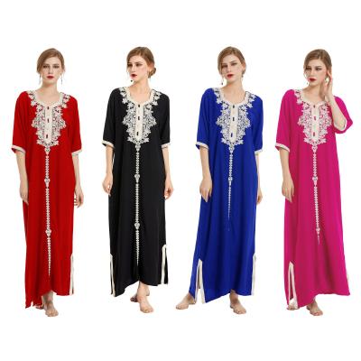 China New Elegant Arab Women Muslim Islamic Clothing Abaya Dubai L-3XL Dress 4color for sale