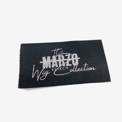 China Washable Custom High Density Woven Label Wig Tag Hair Label for sale