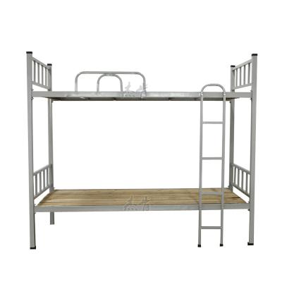 China Modern steel square pipe frame wood board bunk bed for school BUNK BEK for sale