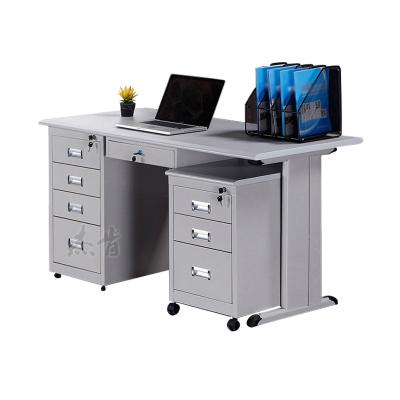 China Adjustable (height) Metal frame desktop office computer table design with under movable cabinet for sale