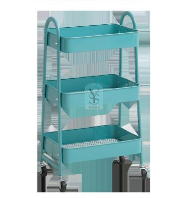 China Double-sided Fashion Cart With Drawers 4 Tier Utility Rolling Vegetable Utility Trolley Multi purpose Storage Carts for sale