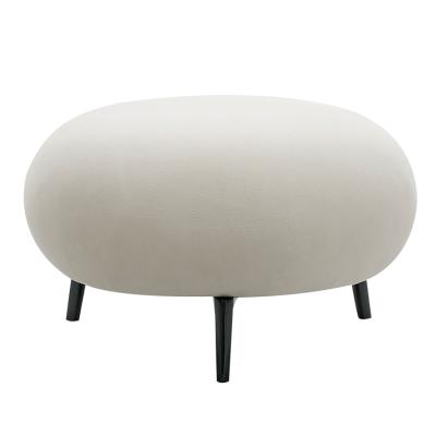 China Hot Selling Cheap Living Room 3 Legs Removable Cover Fashion Fabric Oval Ottoman Stools for sale