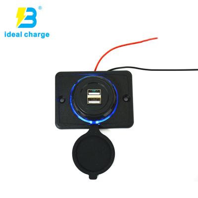 China Phone Charger For Car Bus Marine Motorcycle Easy Install Car USB Power Supply Dual 5v 3.1a Usb Car Charger With Cable Built-in for sale