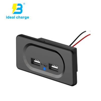 China Dual USB Mobile Phone Plug 4.8A Bulit-in Electric Car Bus Seat Accessories Charger 12v For Car Marine ATV Truck for sale