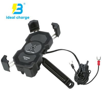 China 4-6.5inch Mobile Phone Rearview Mount Motorcycle Phone Holder New Launched 15W Wireless Charger and QC3.0 Charger 2 in 1 for sale